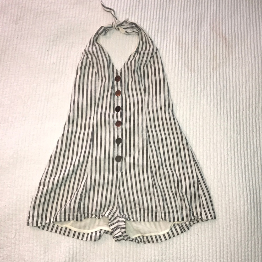Stripped open back romper